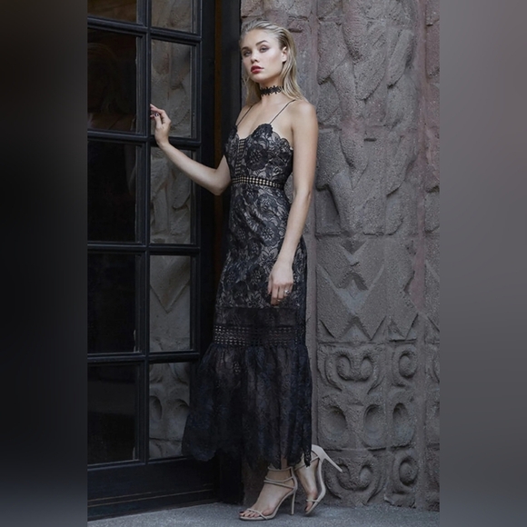 Lulu's Underneath The Stars Black Embroidered Midi Dress - Picture 8 of 16